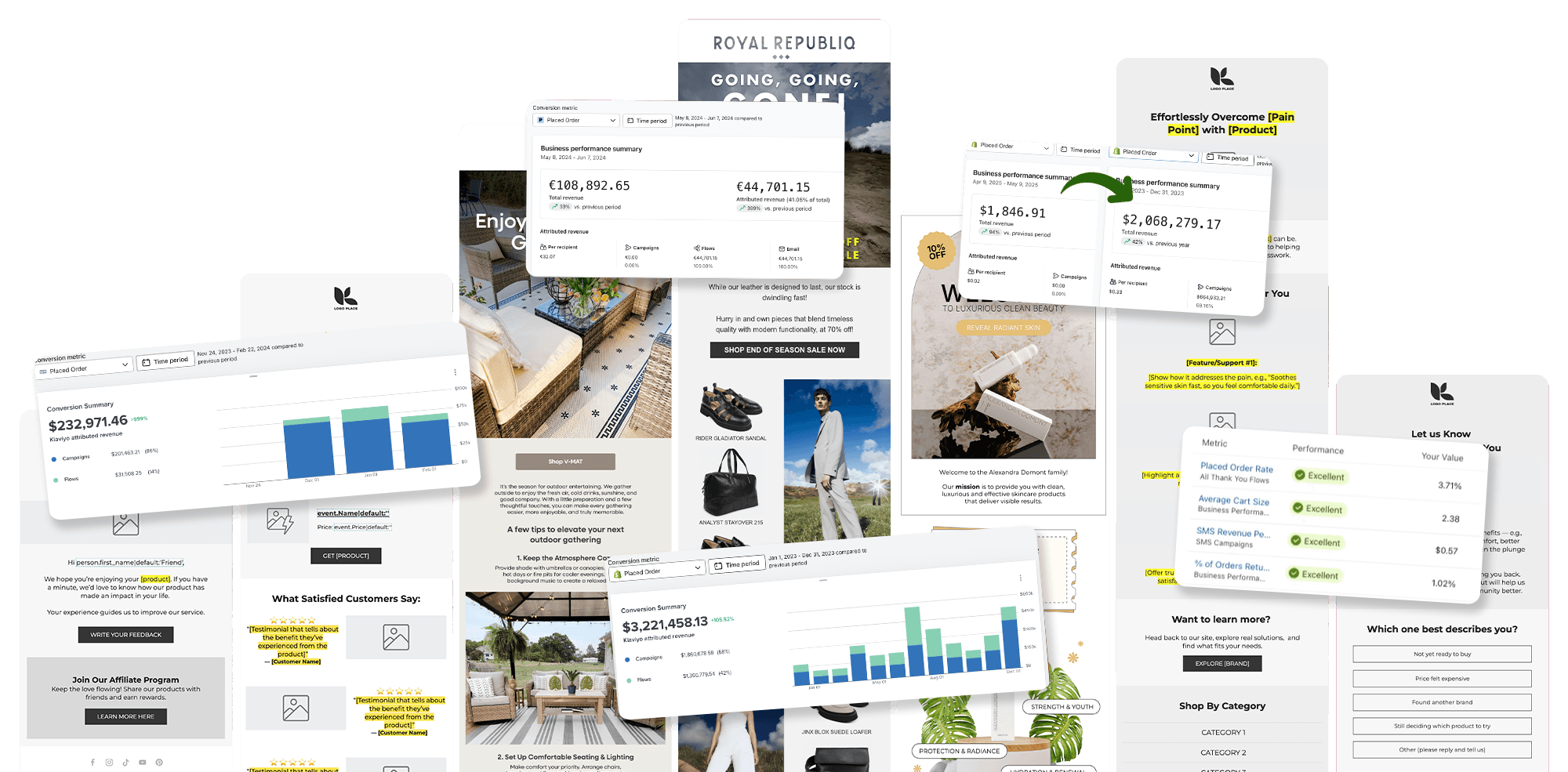 Marketing dashboards and email examples